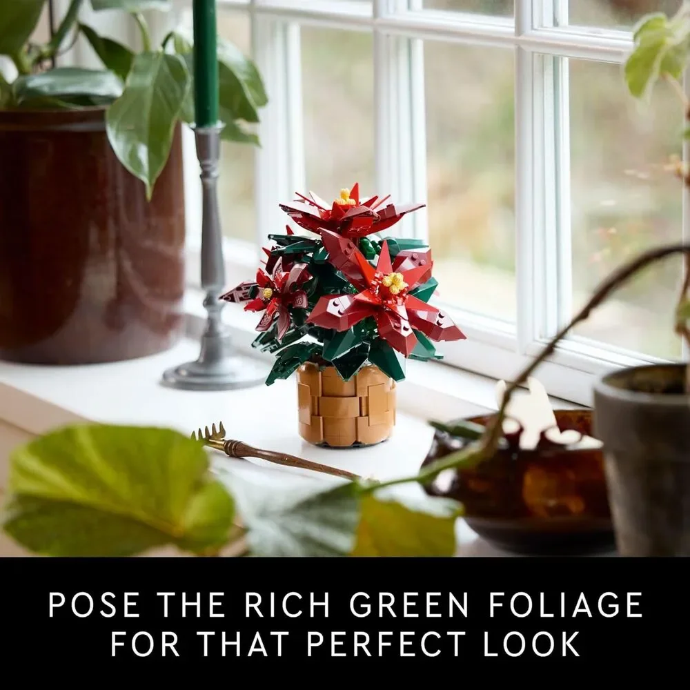 LEGO 10370 Icons Poinsettia Building Sets - Artificial Flowers for Decoration